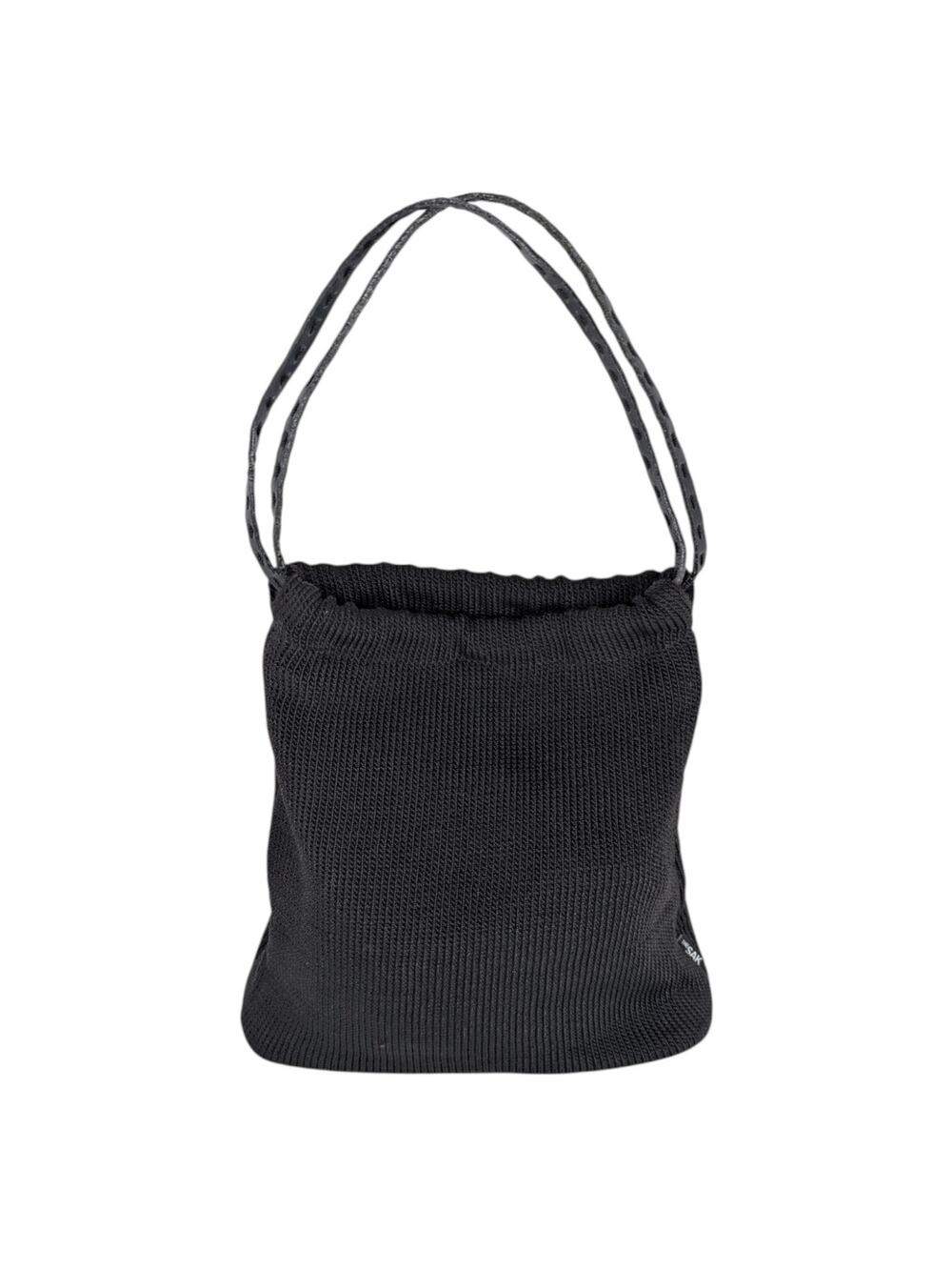 The Sak Black Crochet Knit Hobo Bag Y2K Boho Minimalist Leather Strap